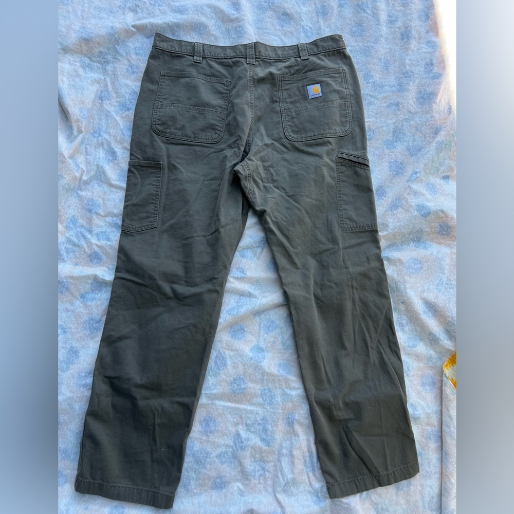Carhartt mens olive denim jeans 40x32 relaxed fit cargo utility work like new 40
